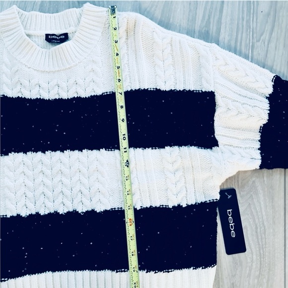 BEBE Striped Cable Knit Sweater – Sz XL - Picture 6 of 6